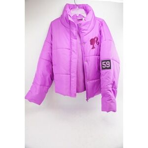 GC‎ Barbie Puffer Jacket Women's Purple Full Zip Embroidered Logo Casual Size L
